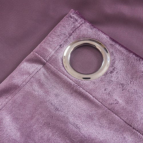 Super Soft Luxury Velvet Texture Curtains Lavender Flannel Blackout Curtains Panel Drapes Grommet 52Wx84L inch Purplish Pink