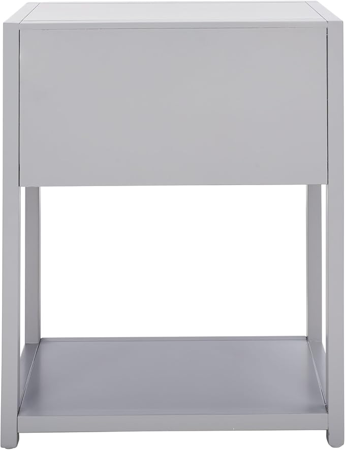 SAFAVIEH Home Collection – Yudi Grey Nightstand with Drawer & Shelf, Contemporary Accent Storage Table, Fully Assembled (NST9201D)