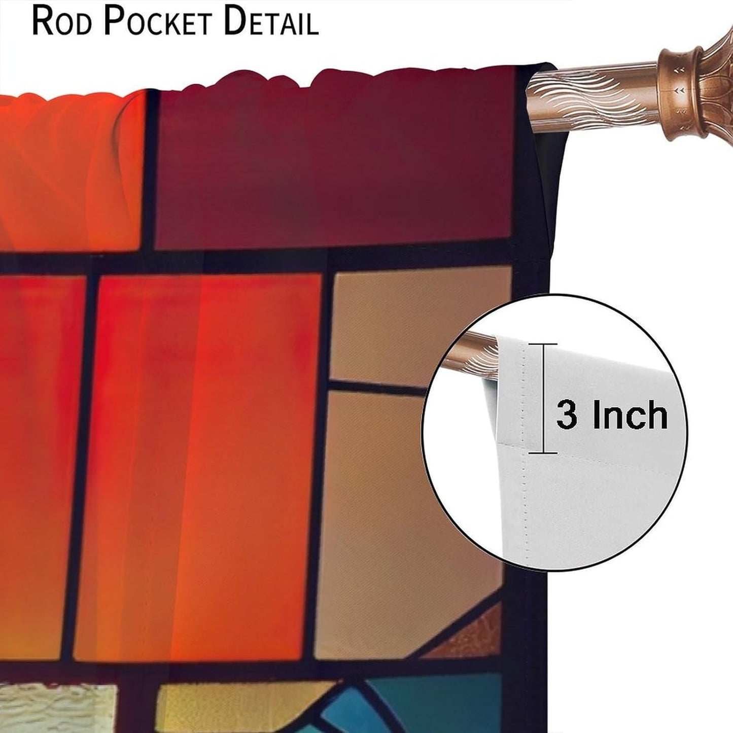 Stained Glass Curtains,Retro Abstract Colorful Geometry Textures Art Home Decor Drapes for Bedroom Living Room Kitchen Window Treatment 2 Panels Set Total Size 42" W X 45" L Inch