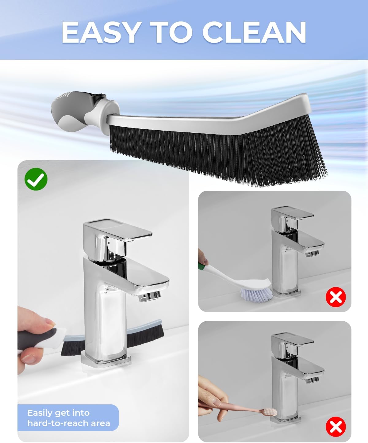 Crevice Cleaning Brushes, Scrub Brush for Hard to Reach Small Space, Home Essentials, Cleaning Supplies, Cleaning Tools for Household Use, Bathroom, Shower, Kitchen, Toilet, Window (3, Black)