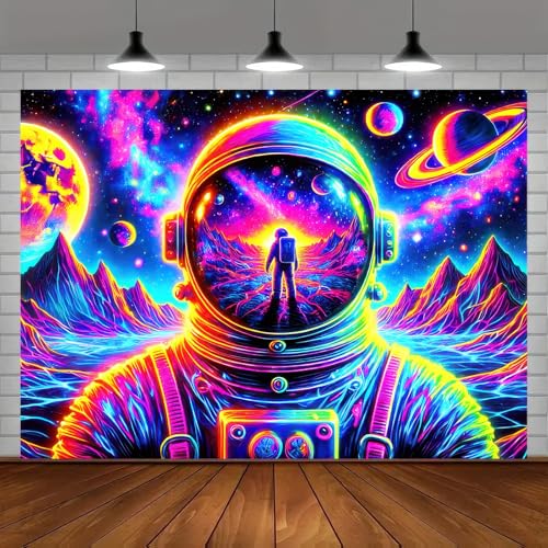 Blacklight Tapestry Space Astronaut UV Backdrop 78 x 59 Inch
