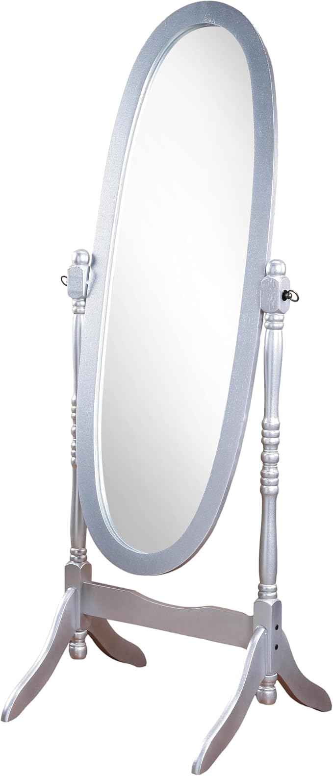 Roundhill Furniture Queen Anna Style Floor Cheval Mirror, Silver