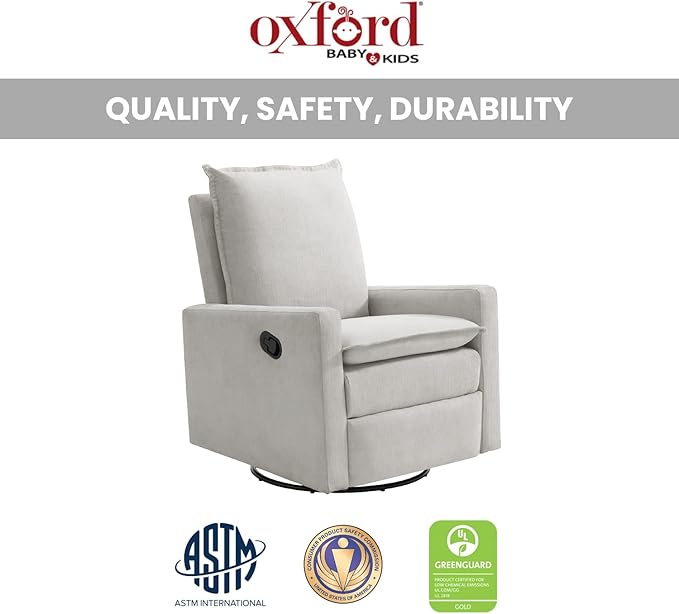 Oxford Baby Uptown Upholstered Swivel Glider & Recliner Nursery Chair, Sand