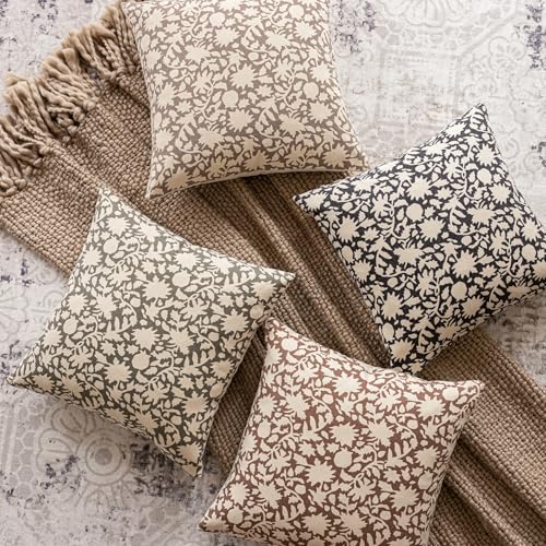 Set of 2 Decorative Neutral Floral Lumbar Throw Pillow Covers Accent Farmhouse Cushion Covers Boho Vintage Pillowcase for Couch Sofa Bedroom Living Room Home Decor (2 Count)