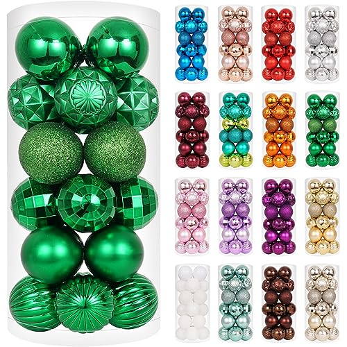 24ct Green Christmas Ball Ornaments for Tree Decorations (34 Count)