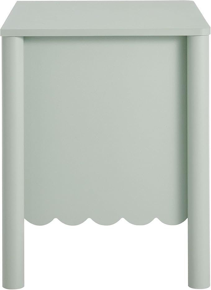 Modway Emmeline Scalloped 2-Drawer Nightstand in Sage