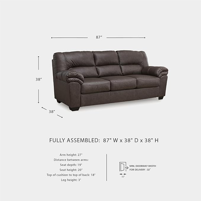 Signature Design by Ashley WalkerPoint Contemporary Sofa with Removable Cushion, Dark Brown