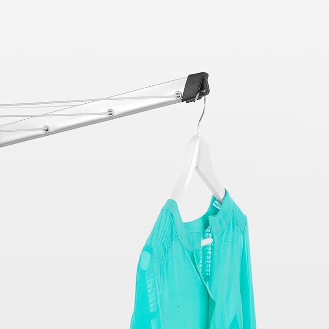 Brabantia Topspinner Outdoor 4 Arm Spinning Clothesline (131 ft/Ø 1.8") Rotating, Folding Clothes Drying Rack + Ground Spike (Gray)