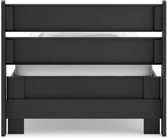 Signature Design by Ashley Socalle Casual Twin Panel Platform Bed, Foundation or Box Spring Not Needed, Black