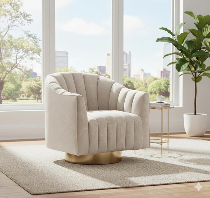 Signature Design by Ashley Penzlin Swivel Accent Chair, Beige