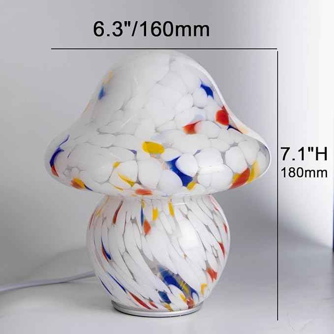 Mushroom Lamp for Bedroom,Mid Century Modern Lamp for Nightstand, Dimmable Retro Egg Tart Bedside Small Lamps,Unique Home Mushroom Decor Aesthetic Cute Table Lamps for Living Room
