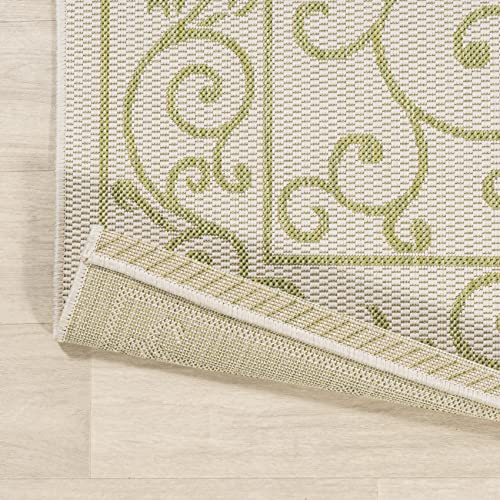 Vintage Filigree Indoor Outdoor Area Rug 8X10 Cream