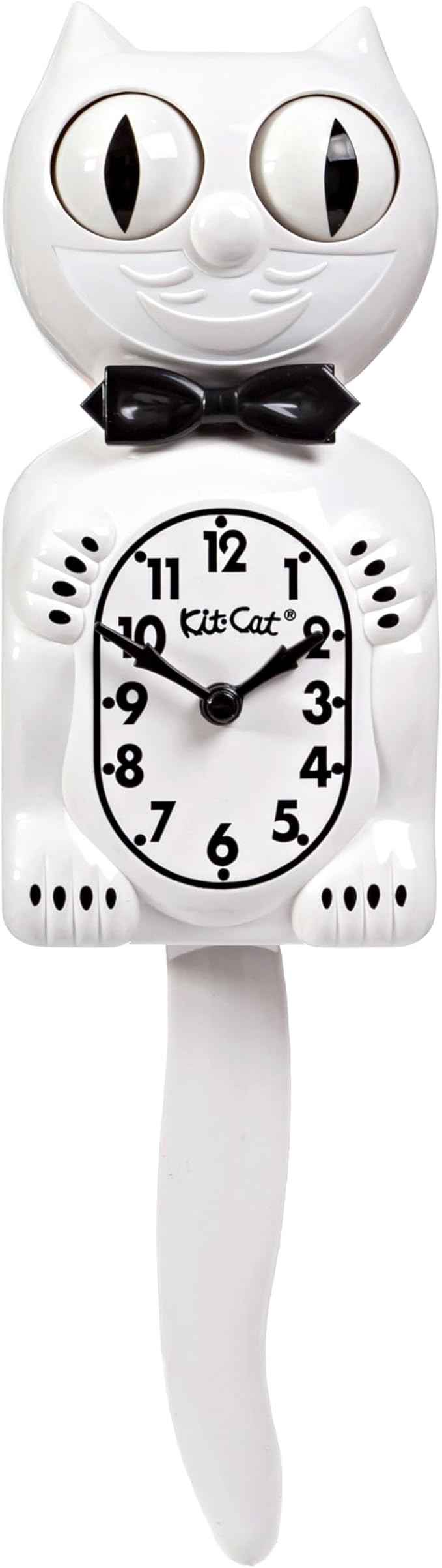 Kit Cat Klock® Limited Edition White - Iconic Retro Cat Clock with Moving Eyes and Tail, Battery Operated Wall Clock, Made in USA, Perfect for Home Decor, Modern Clock, Unique Gift