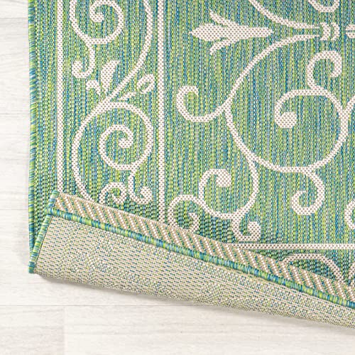 Vintage Filigree Indoor Outdoor Area Rug 9X12 Green