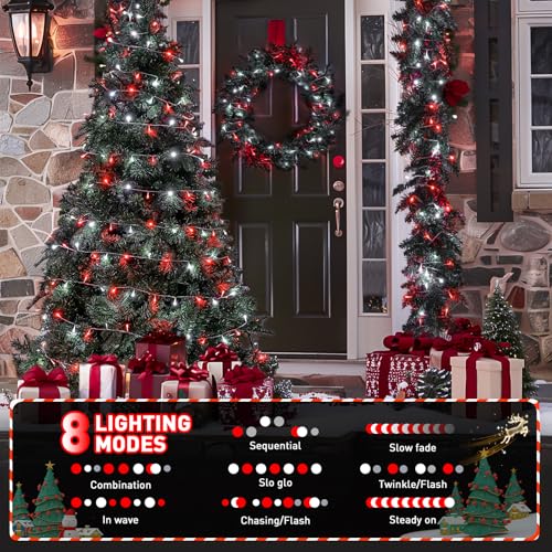 200 LED Red and White String Lights Indoor Outdoor (66 Foot)
