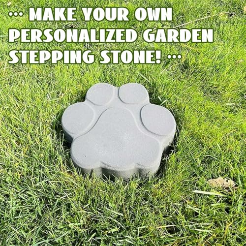 Set of 2 Large Paw Print Stepping Stones Mold Pavers for Outside Walkway (2 Count)
