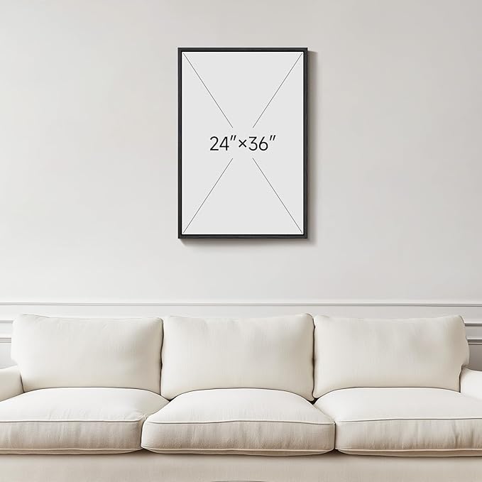 Framed Black and White Neutral Abstract Wall Art, Modern Canvas Prints Paintings Artwork for Walls, Minimalist Beige Brown Block Pictures for Living Room Bedroom Dining Entryway Wall Decor 24x36 In