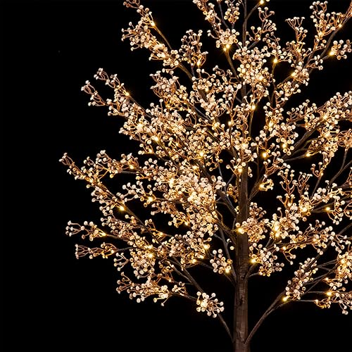 5ft Lighted Baby's Breath Tree with 128 Warm White LED Lights