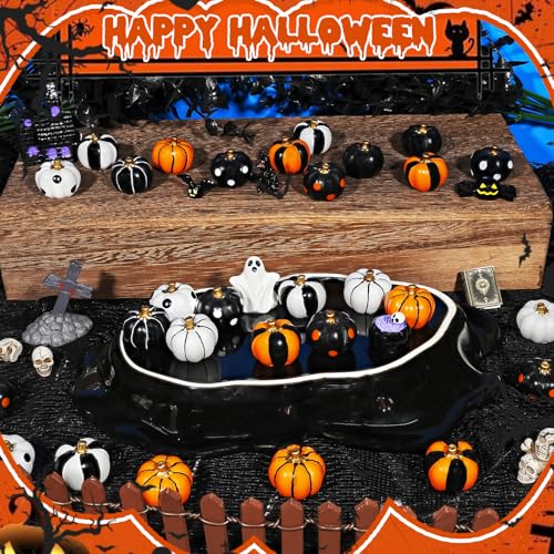 20 PCS Mini Pumpkin Figurines Halloween Miniatures Resin Figurines (20 Count)