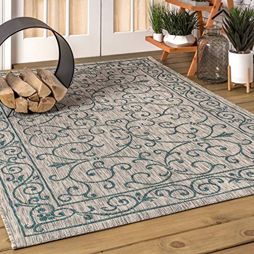 Vintage Filigree Indoor Outdoor Area Rug 6X9 Gray