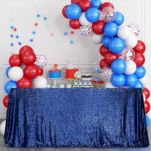 Sequin Tablecloth 60x120 Inch Navy Blue for Wedding Party