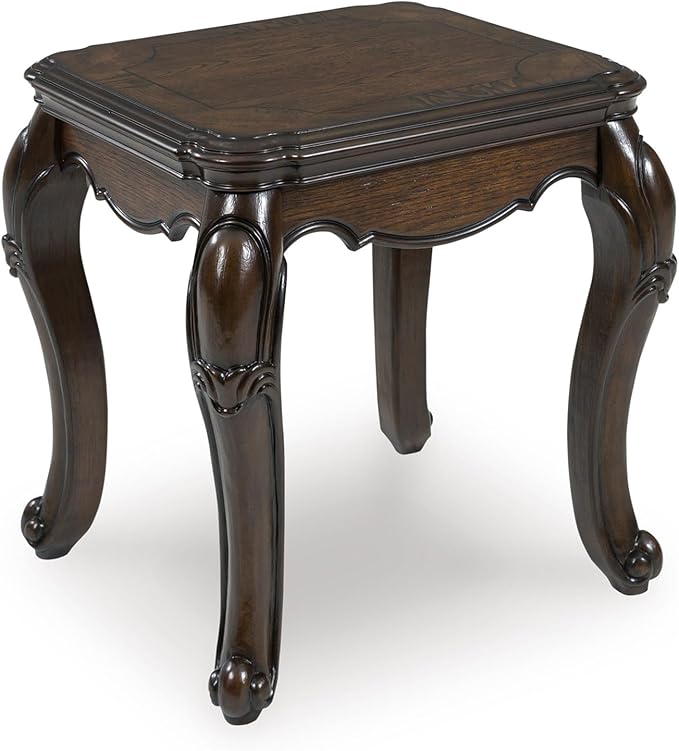 Signature Design by Ashley Maylee Classic End Table with Cabriole Legs, Dark Brown