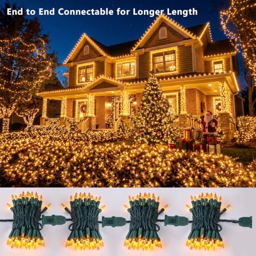 Gold Christmas Incandescent String Lights Outdoor 100 Count 19.7ft