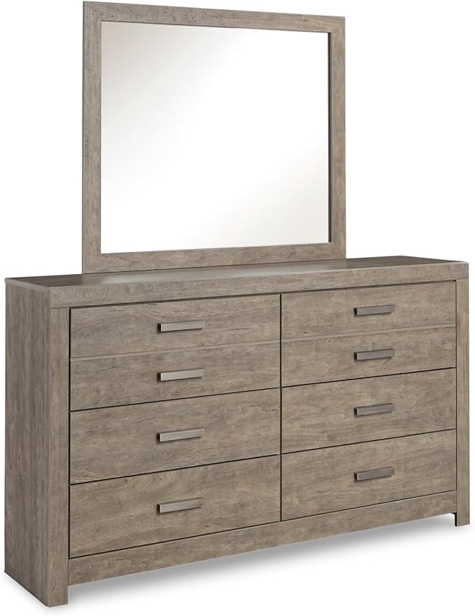 Signature Design by Ashley Culverbach Coastal 6-Drawer Dresser and Mirror with Anti-Tipping Restraint, Gray