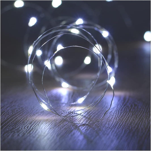 ANJAYLIA Fairy Lights, 10ft 30 LED Mini String Lights Firefly Starry Lights for Wedding, Bedroom, Party, Christmas, White 2 Pack