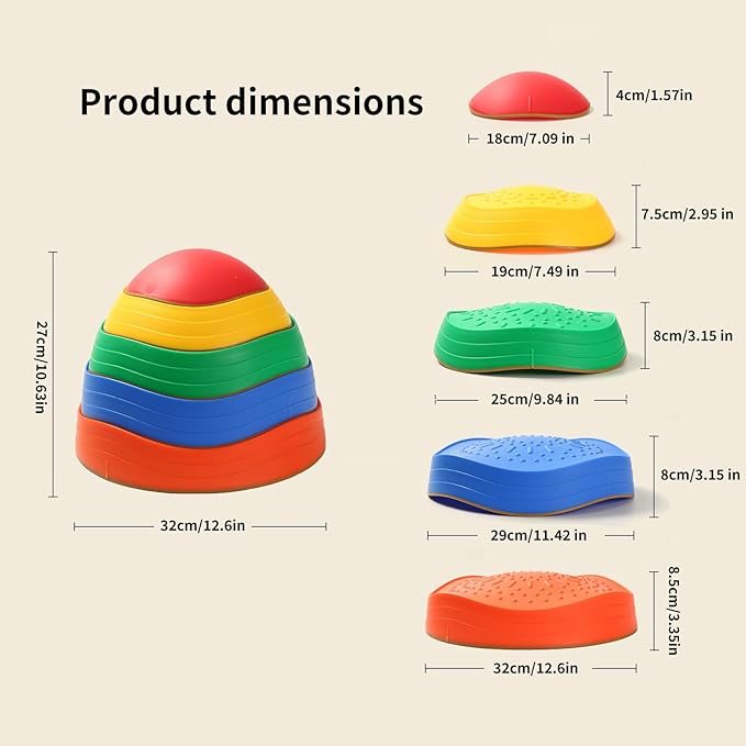 Fanboxk Stepping Stones for Kids,Non-Slip Toddler Sensory Stepping Stones for Promoting Toddler Balance Coordination Skills,Obstacle Courses Sensory Toys Outdoor or Indoor Play for Kids Age 3-8