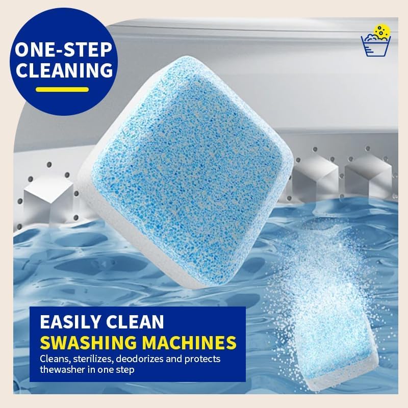 Washing Machine Cleaner Tablets - 24 Pack (12 Month Supply) | HE Compatible for Top & Front Load Washers | Pet-Safe Formula Eliminates Odors, Lint & Detergent Buildup - Décor Diaries