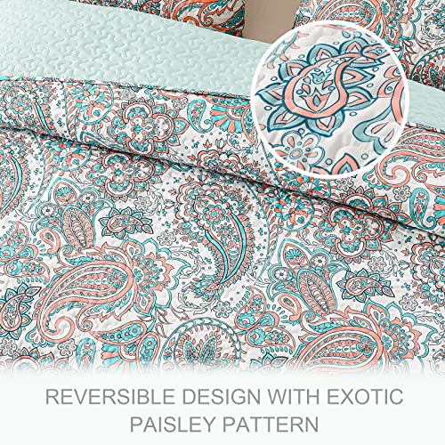 Reversible Boho Quilts Queen Size Aqua