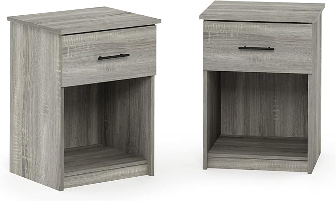 Furinno Tidur Nightstand, 2-Pack, French Oak Grey