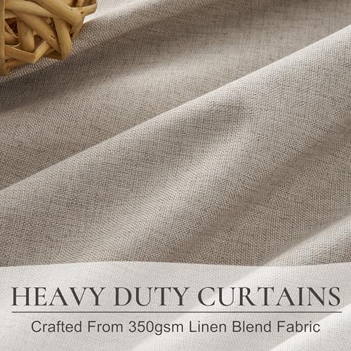 Grey Flax Linen 92 Inch Length Pinch Pleated Viral Thick Curtains Blackout & Drapes 2 Panels Set for Living Room (2 Count)