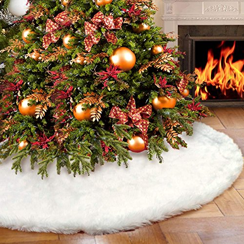 Christmas Tree 60 inches White Plush Skirt Decoration for Merry Christmas Party