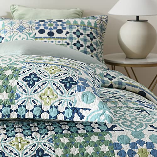 Cotton Bedspread Quilt Sets Reversible Coverlet Sets Comforters Vintage Bohemian Patchwork Bedspread (3 Count)