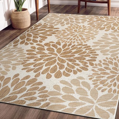 Outdoor Rug 6x9 Modern Exotic Tropical Leaf Area Rugs for Indoor and Outdoor Patio Deck Porch Garden Water Resistant Washable Outside Carpet