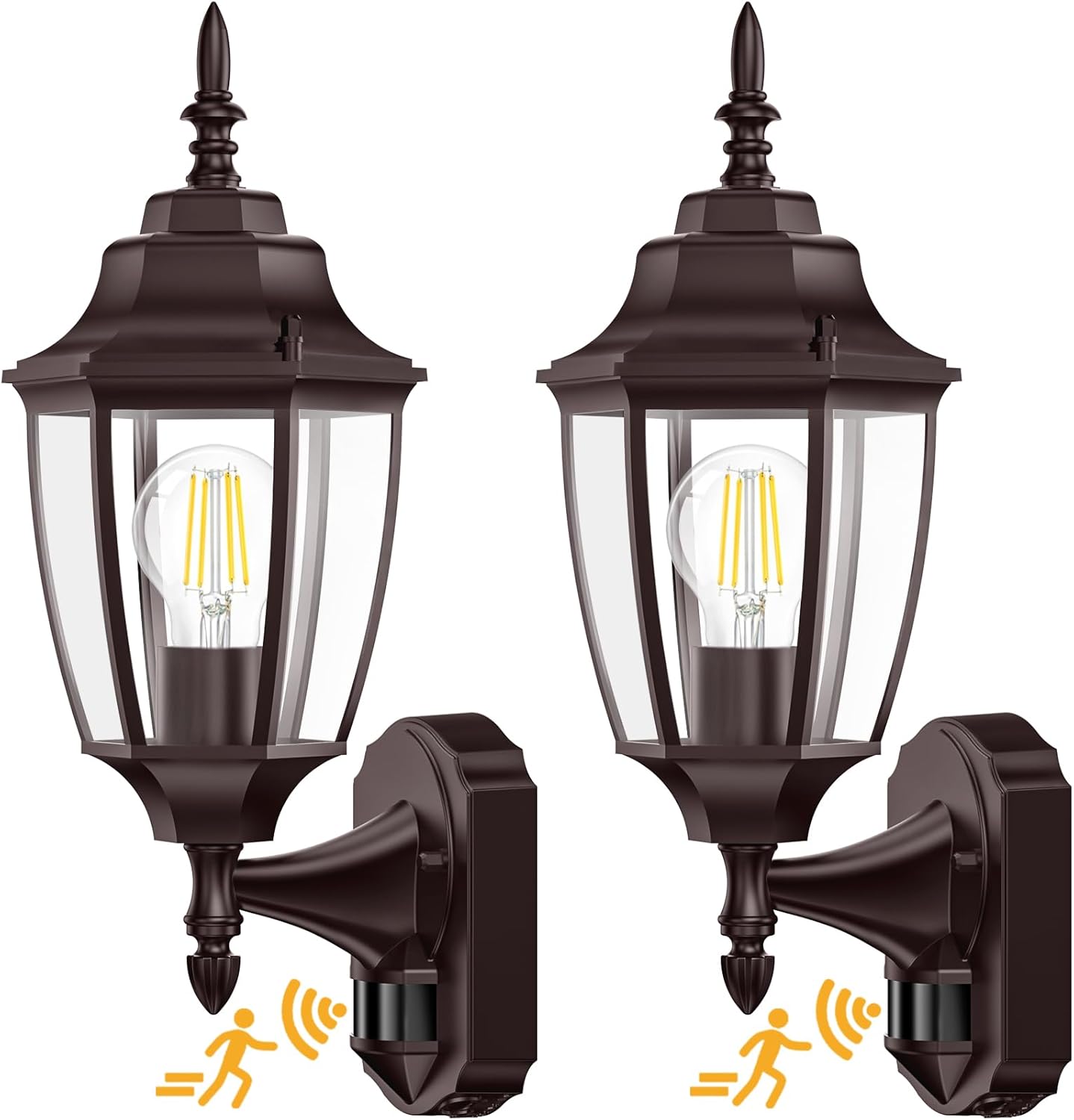 Lamomo Outdoor Wall Sconce, 2 Pack Dusk to Dawn Motion Sensor Bronze Outdoor Light Fixtures Wall Mounted, Exterior Aluminum Waterproof Porch Lights for Patio Front Door Garage