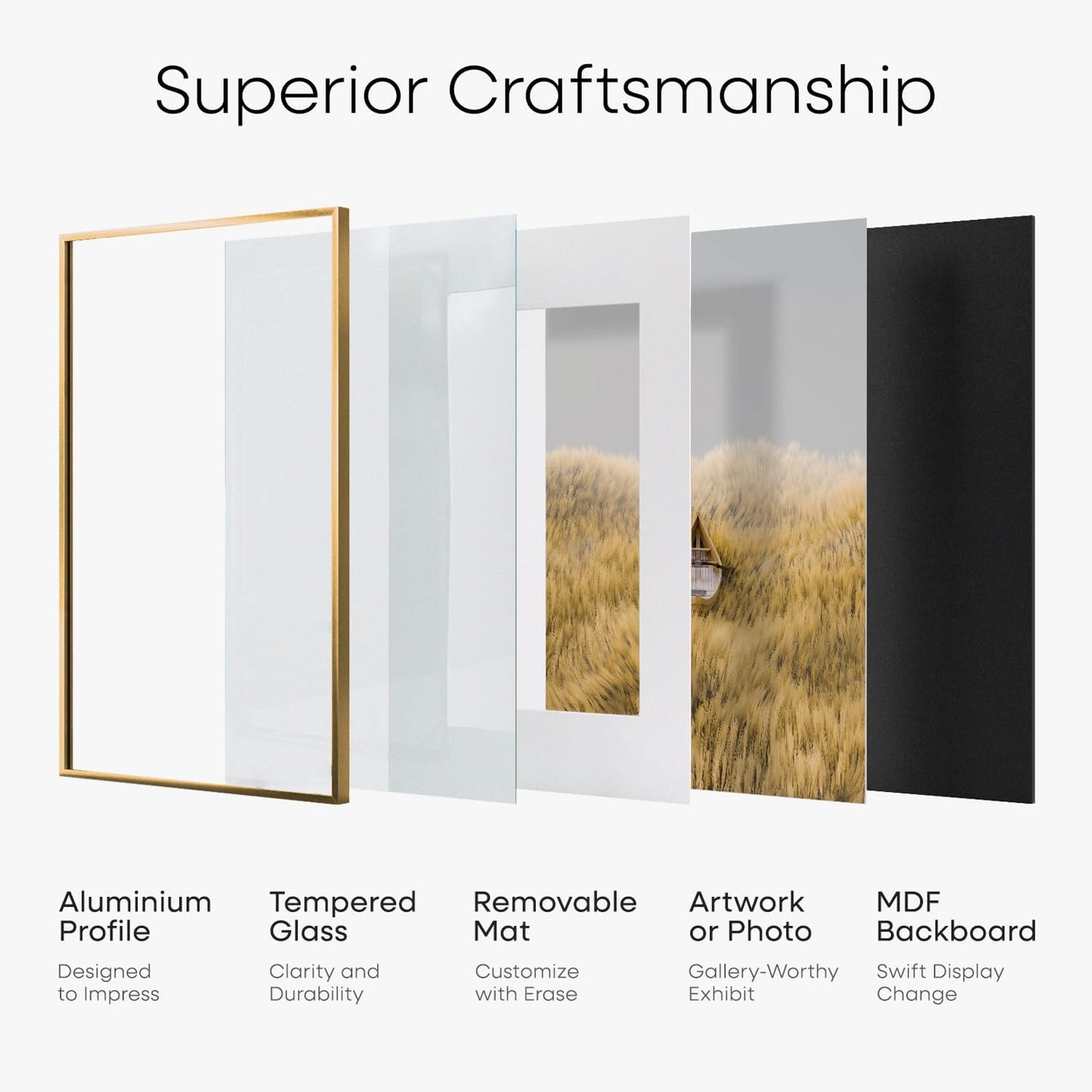 Homeforia 15x15 Picture Bronze Frame, High End Metal 15 x 15 Square Poster Frame with Mat 11 x 11 Photo, 15x15 Brass Frame Matted to 11x11 Print, 15by15 Thin Frames, Tempered Glass, Wall Kit, Set of 1
