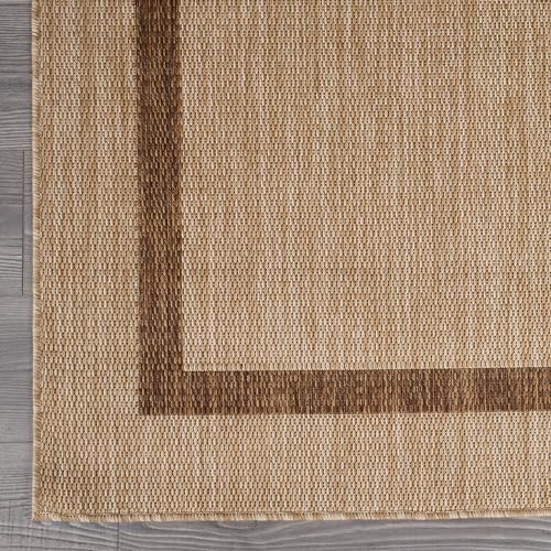 Bordered Outdoor Rug 6x9 Washable Outside Carpet for Indoor Patio Porch Waterproof Easy Cleaning Non Shedding Area Rugs Jute Beige