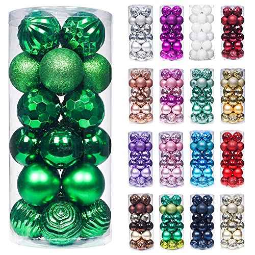 60mm 2.36" Christmas Ball Ornaments Shatterproof Christmas Ornaments Set Decorations for Xmas Tree Balls (34 Count)