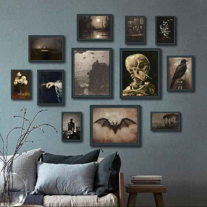 liflikwall Gothic Home Decor Edge Witch Wall Art,Dark Academy Room Decoration,Vintage Wall Art,Retro Minimalist Decorative Aesthetics,Home Living Room Bedroom Decoration (Unframed)