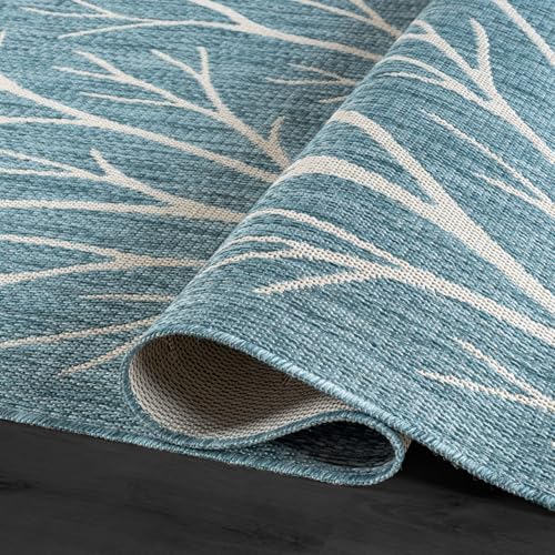 Washable Indoor Outdoor Rug 5x7 Modern Area Rugs Branch Pattern Non Shedding Waterproof Easy Clean Patio Deck Porch Living Room Bedroom Garden RV (35 Sq Ft)