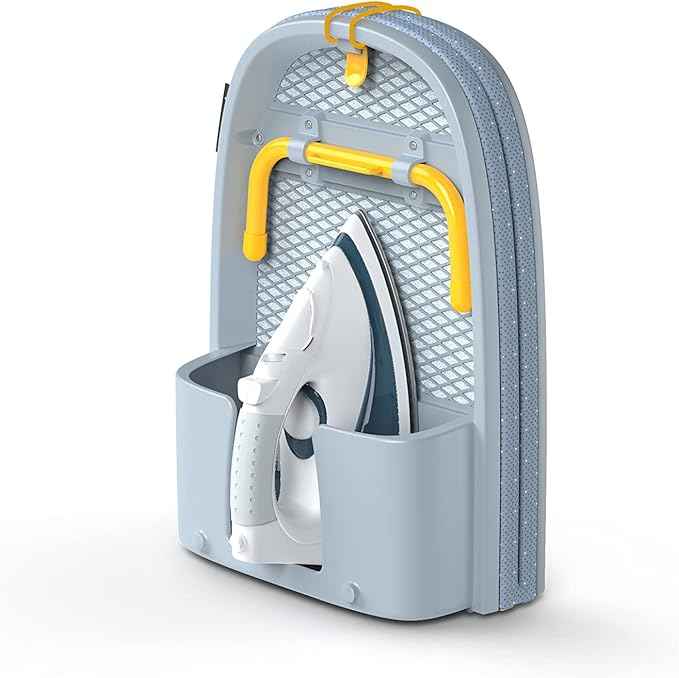 Joseph Joseph Pocket Folding Tabletop Ironing Board with Iron Holder and Wall Mount, Compact Space-Saving, Grey/Yellow