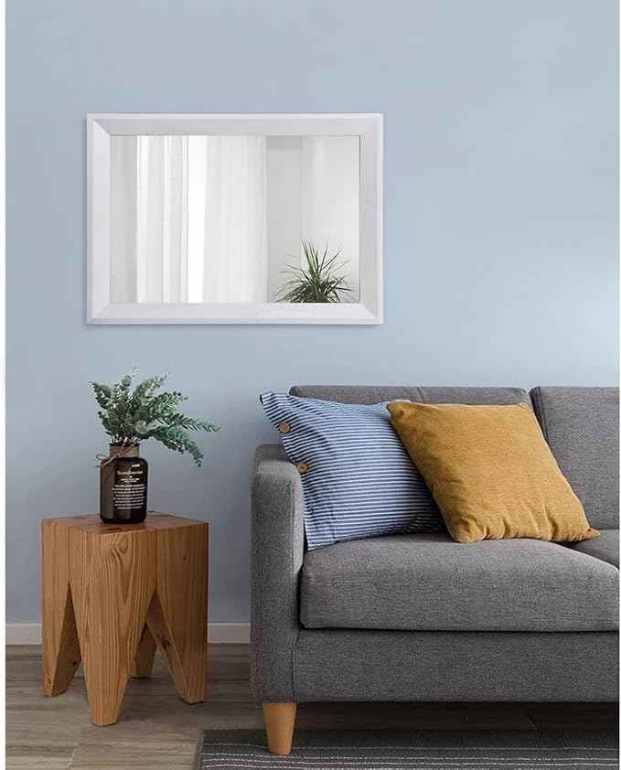 AAZZKANG Rectangular Wall Mirror Decorative Wood Framed Mirrors Large 20"x16" for Farmhouse Bedroom Bathroom Living Room Entryway Hanging Home Decor