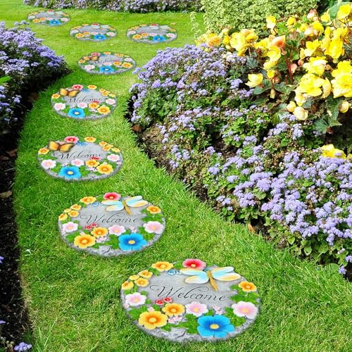 2 Pack Garden Stepping Stones Outdoor 10 Inch Round Cement Stepping Stones (2 Count)
