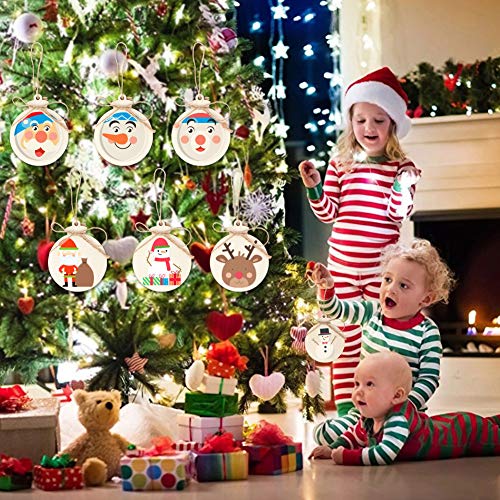 50PCS DIY Wooden Christmas Ornaments (50 Count)