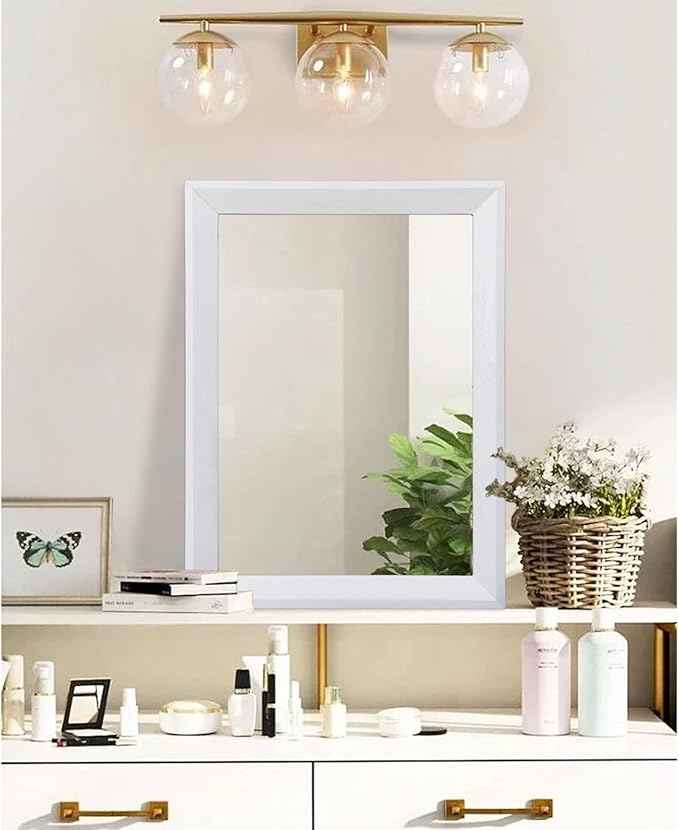AAZZKANG Rectangular Wall Mirror Decorative Wood Framed Mirrors Large 20"x16" for Farmhouse Bedroom Bathroom Living Room Entryway Hanging Home Decor