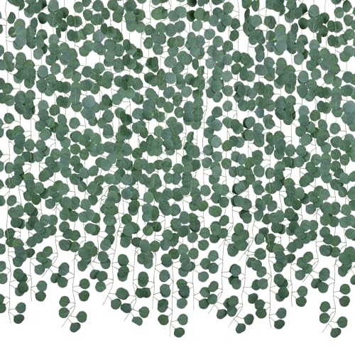86 Feet 12 Strands Artificial Eucalyptus Leaf Plants Vine Hanging Eucalyptus Garland for Home Kitchen Office Wedding Wall Decor (12 Count)