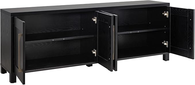 Henn&Hart TV Stand for TVs up to 75" with 2 Concealed Storage Cabinets with an Adjustable Shelf for Living Room, Family Room, or Office, Natural Black